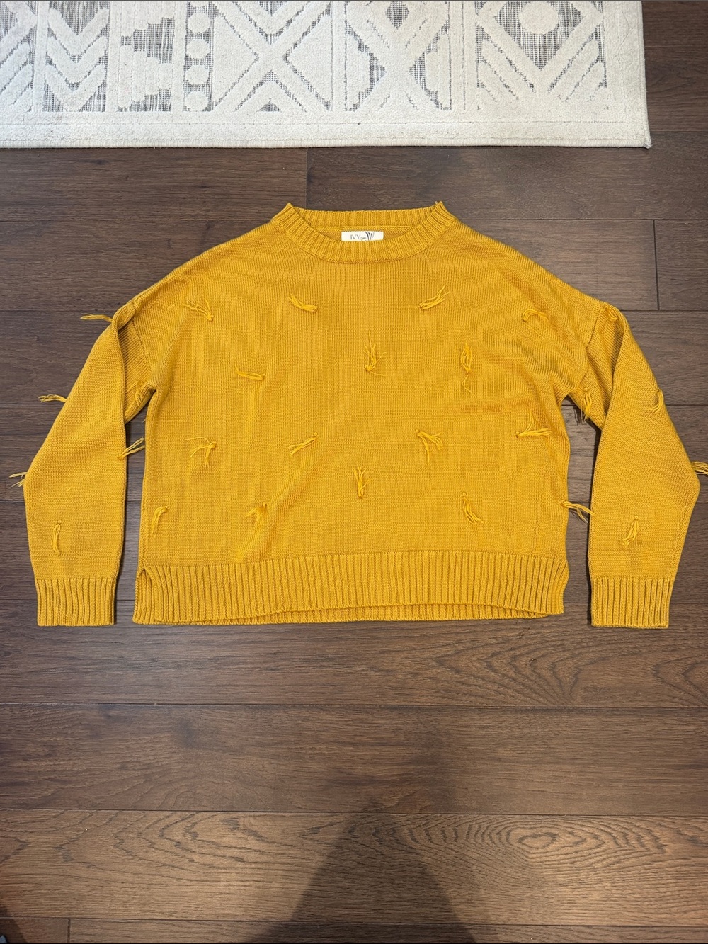 Ivy + You Mustard Sweater with Knot Detail - Unbranded